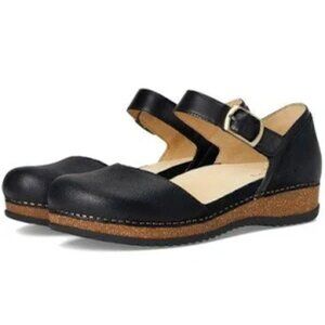 Dansko Black Leather Mary Jane Flats